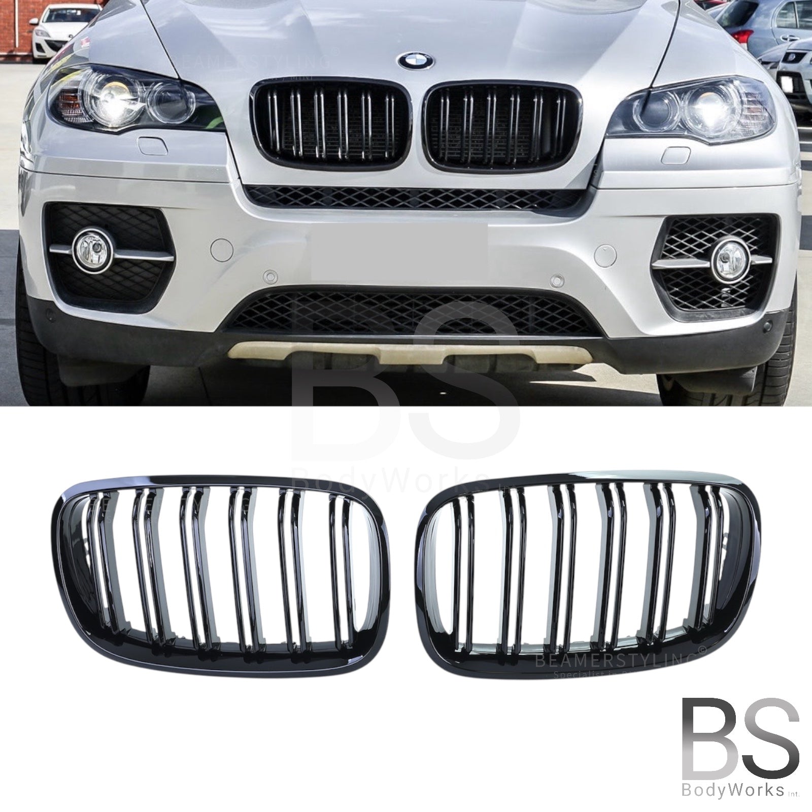 Nieren - BMW X5 E70 / X6 E71 - M Look - Hoogglans Zwart | 2006-2014