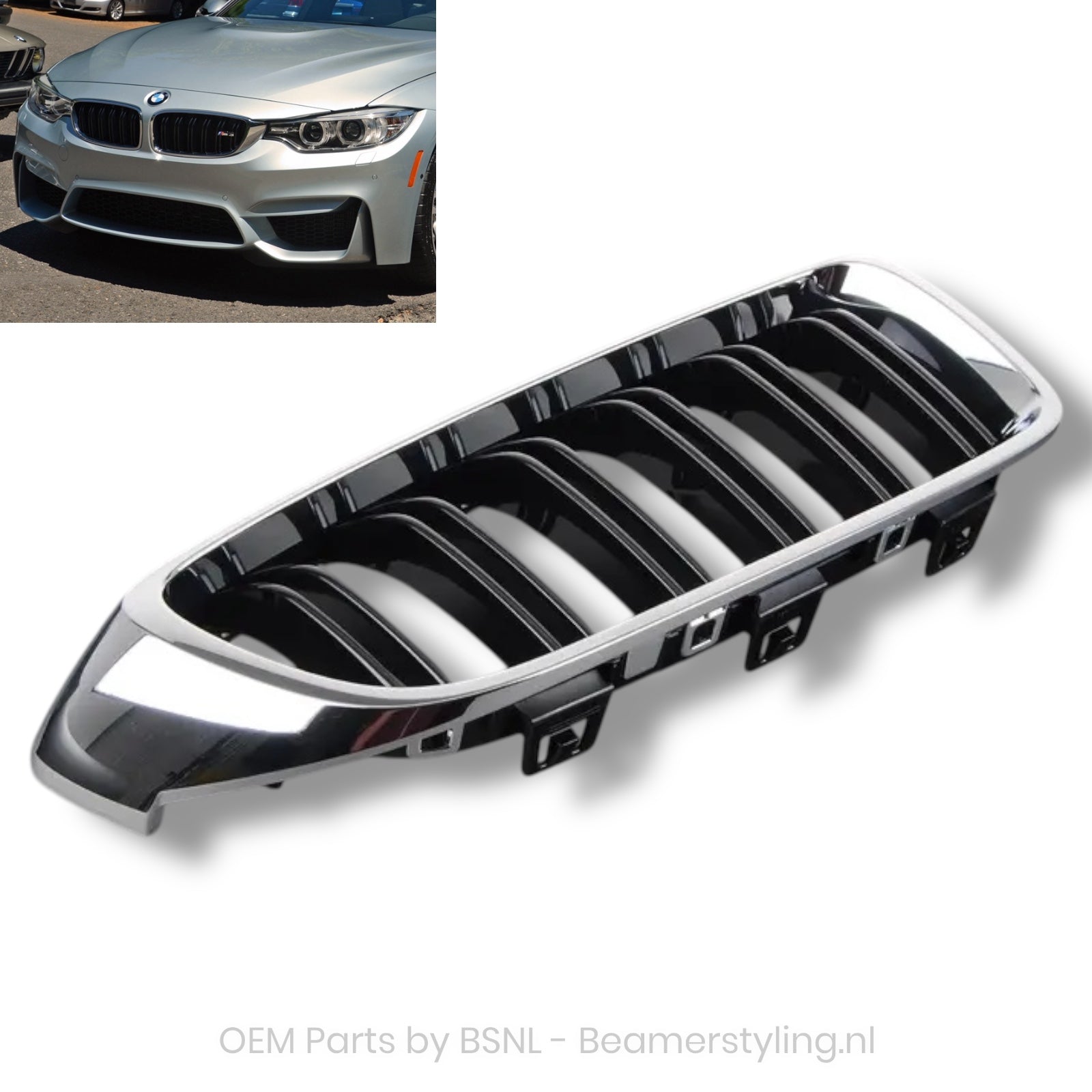 Nieren - BMW F80 M3 | F82/F83 M4 - Chroom - Rechts - 51138054332 | Origineel BMW
