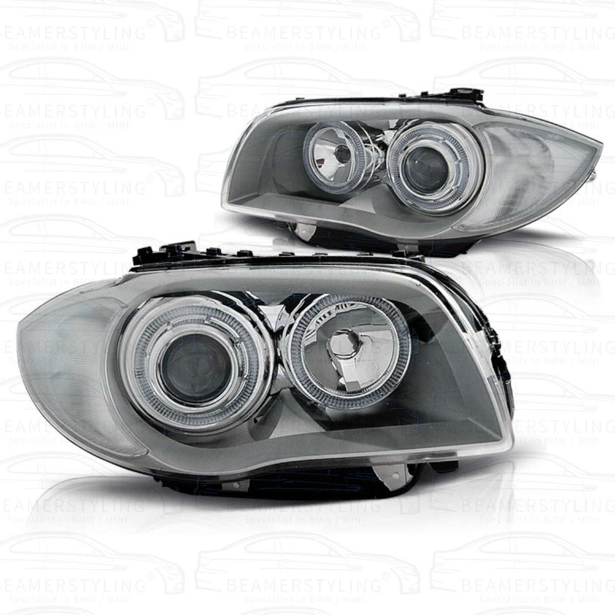 Koplampen H7 - BMW E81 / E87 / E82 / E88 - LED Angel Eyes - Zilver | 2004-2012