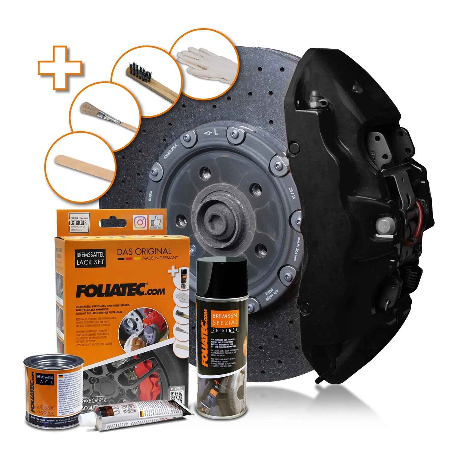 Foliatec® Remklauwverf - 3 Componenten Lak - Complete 7-Delige Kit | Midnight Black Matt