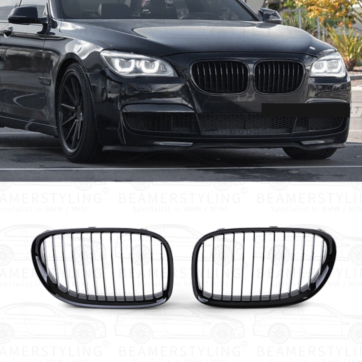 Nieren - BMW 7 Serie F01 / F02 - Hoogglans Zwart | 2008-2015