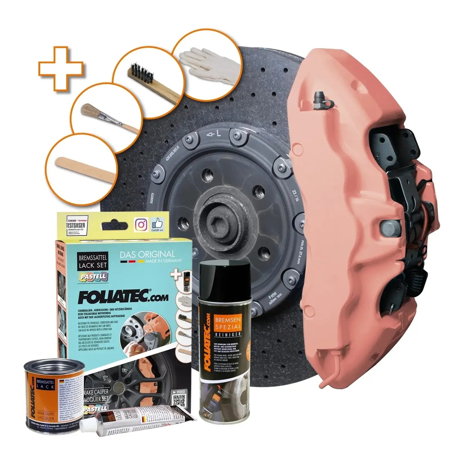 Foliatec® Remklauwverf - 3 Componenten Lak - Complete 7-Delige Kit | Juicy Peach