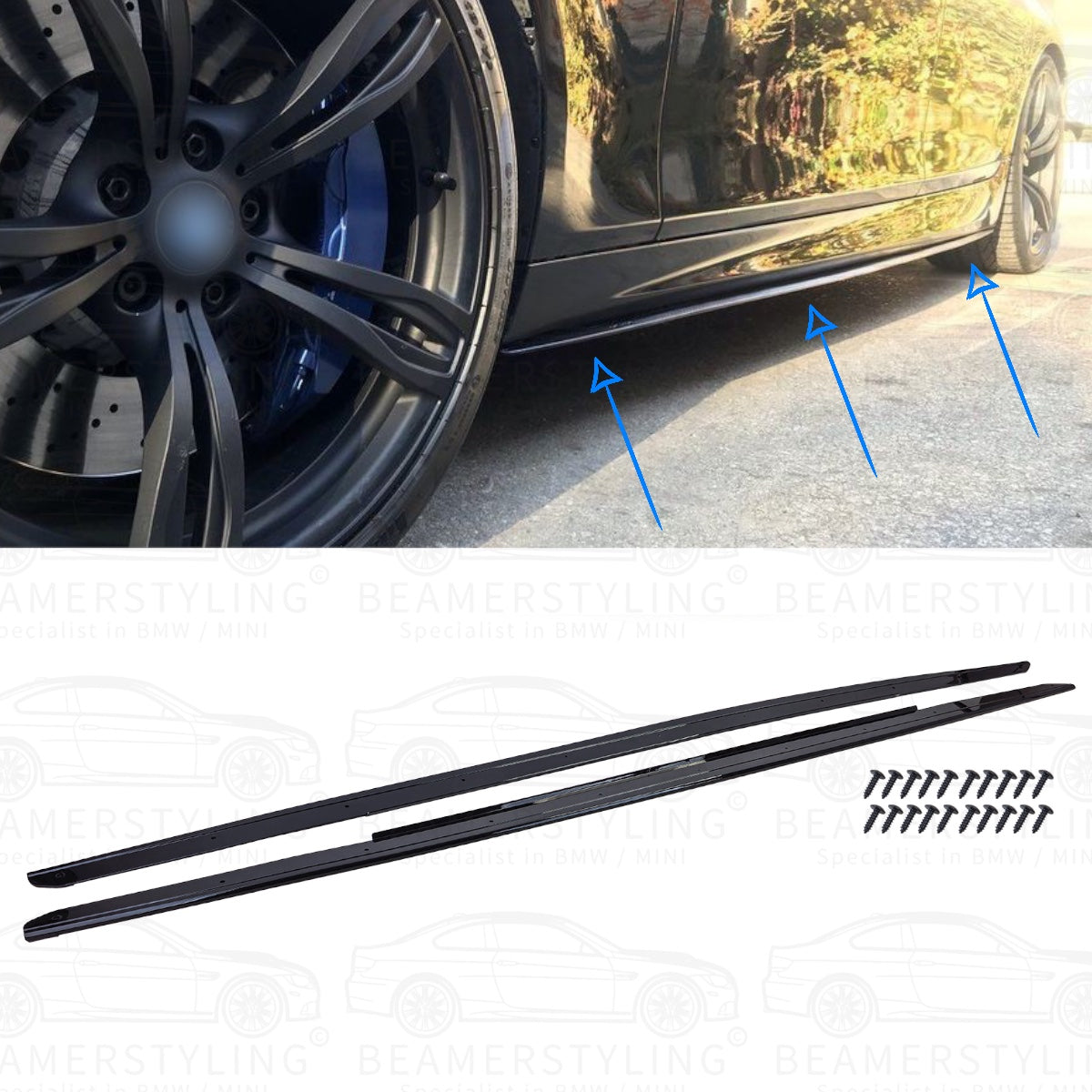 Side Skirts Extensions - BMW 5 Serie F10 / F11 - Hoogglans Zwart | 10-17