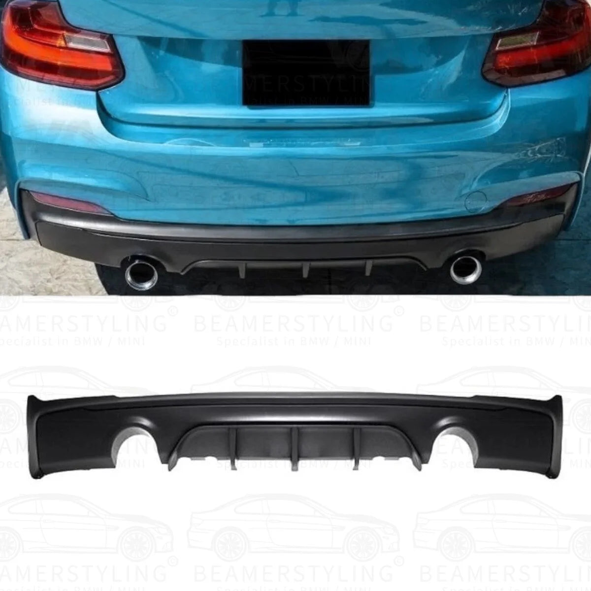 Diffuser - BMW F22 / F23 - M Performance look - Mat zwart - M235i / M240i | 14-21