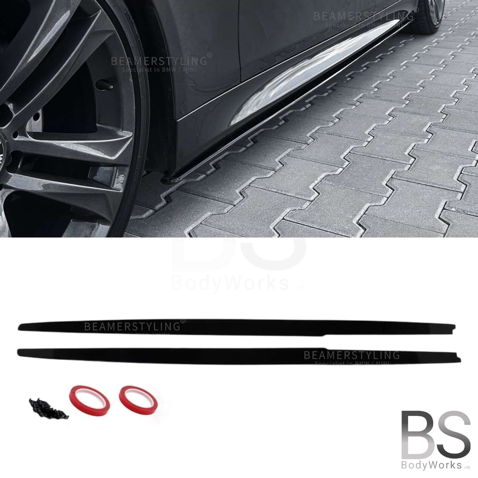 Side Skirts Extensions - BMW E60 / E61 - M Pakket - Hoogglans Zwart | 03-10