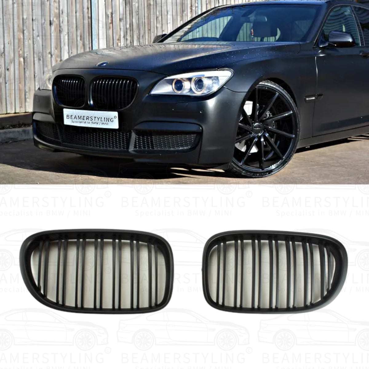 Nieren - BMW 7 Serie F01 / F02 - M Look - Mat Zwart | 2008-2015