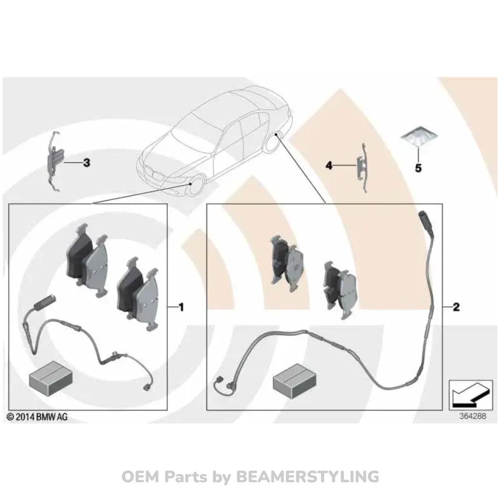 Remblokken Set - Met Sensoren - Vooras - BMW E81/E82/E87LCI/E88 - 116I, 116D, 118I, 118D - Origineel BMW | 34112288855