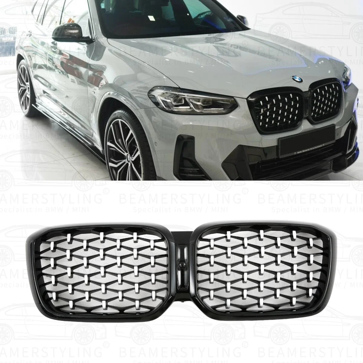 Nieren - BMW X3 G01 LCI / X4 G02 LCI - Diamond - Chroom / Zwart | 2021-