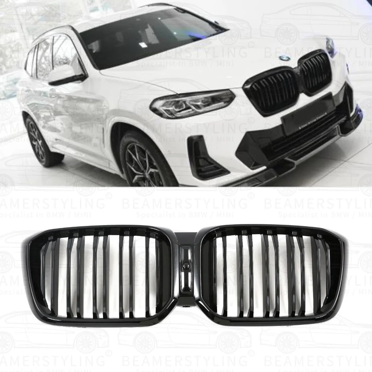 Nieren - BMW X3 G01 LCI / X4 G02 LCI - M Look - Hoogglans Zwart | 2021-