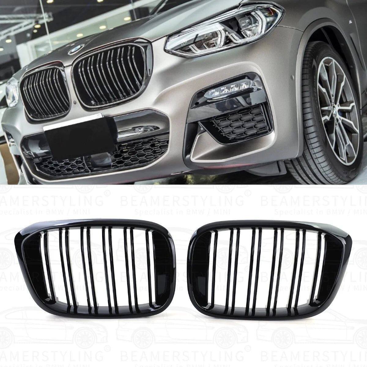 Nieren - BMW X3 G01 / X4 G02 - M Look - Hoogglans Zwart | 2017-2021