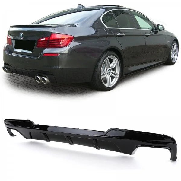 Diffuser - BMW F10 / F11 - M Performance Look - 4 Uitlaten - Glanzend Zwart | 10-17 - Beamerstyling.nl