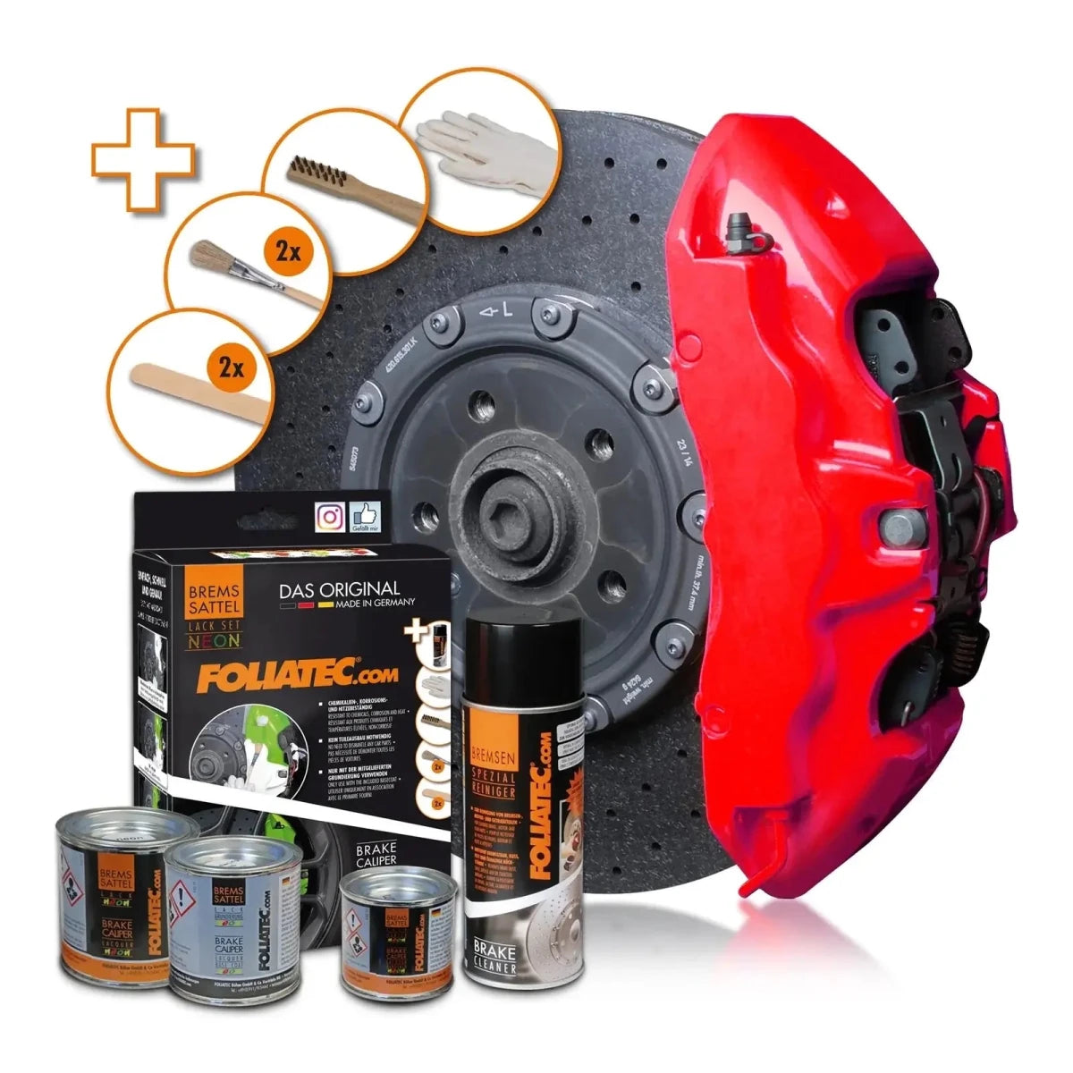 Foliatec® Remklauwverf - 4 Componenten Lak - Complete 10 - Delige Kit | Neon Red - Beamerstyling.nl