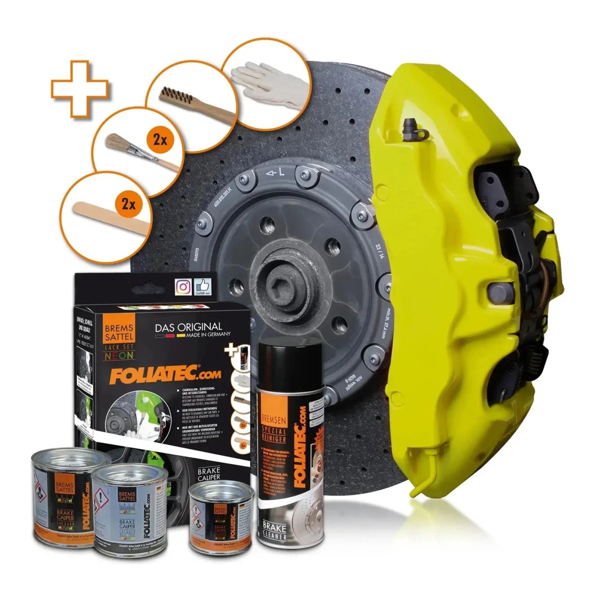Foliatec® Remklauwverf - 4 Componenten Lak - Complete 10 - Delige Kit | Neon Yellow - Beamerstyling.nl