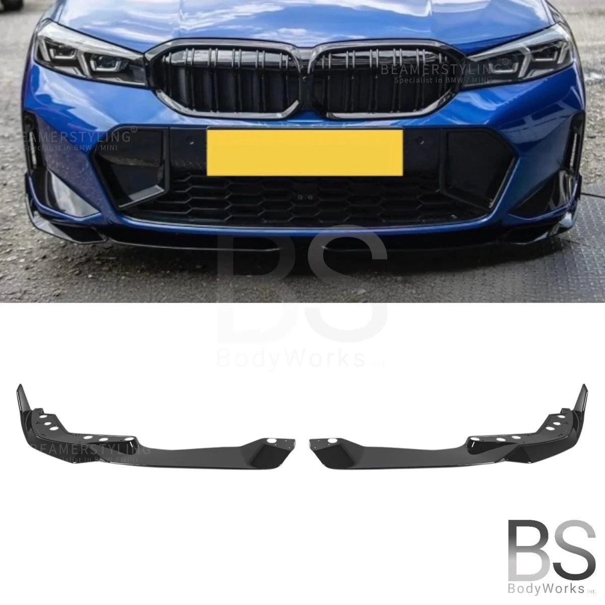 Front lip - BMW G20 / G21 LCI - MP look V2 - 2 - delig - Hoogglans zwart | 22 - Beamerstyling.nl