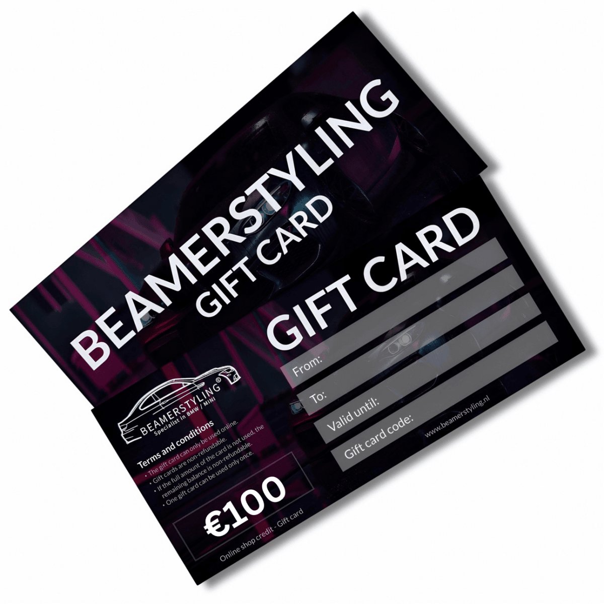 Fysieke Cadeaubon - €100 Winkeltegoed | Beamerstyling - Beamerstyling.nl