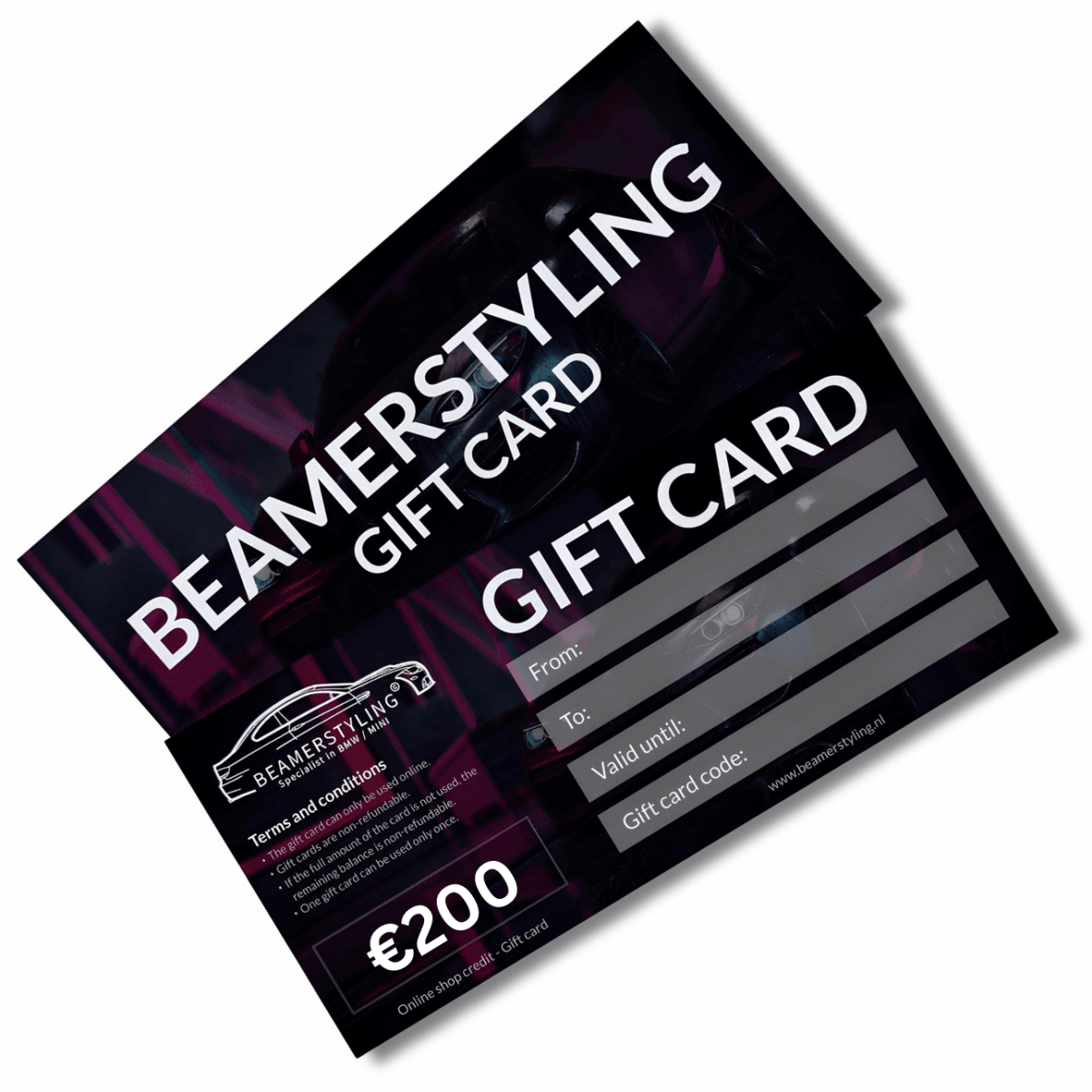 Fysieke Cadeaubon - €200 Winkeltegoed | Beamerstyling - Beamerstyling.nl