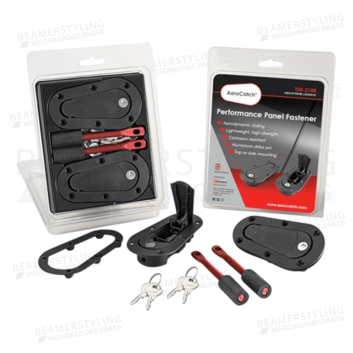 Hood Pins - AeroCatch® 120 - 2100 - Above Panel - Met slot | ABS/Aluminium - Beamerstyling.nl