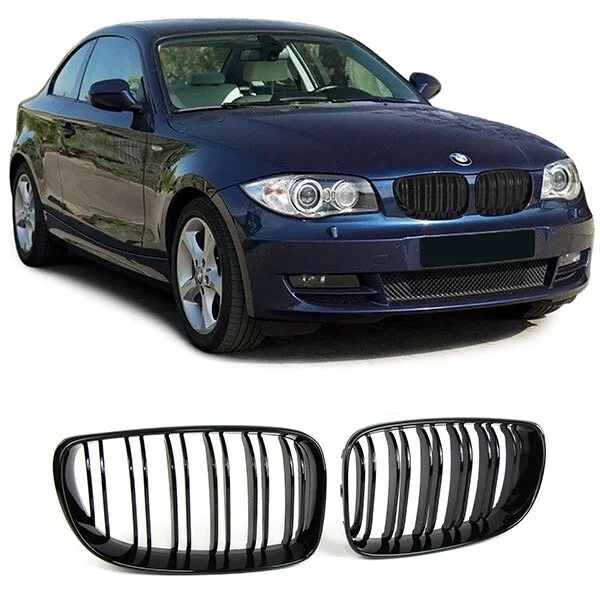 Nieren - BMW E81 / E82 / E88 / E87 LCI - M Look - Hoogglans Zwart | 07-12