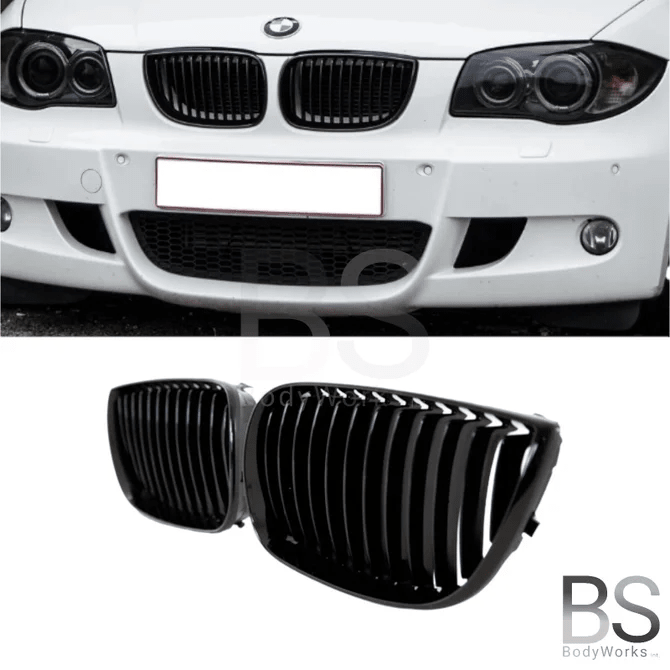 Nieren - BMW 1 Serie E87 & E81 - Hoogglans Zwart | Ook Voor M - Beamerstyling.nl