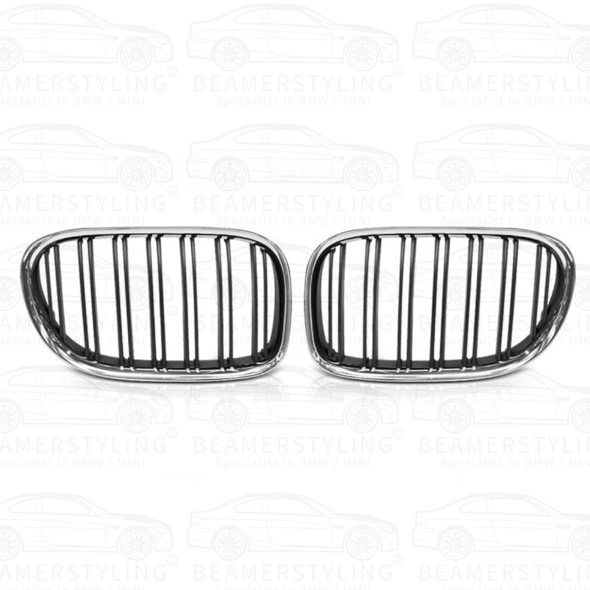 Nieren - BMW 7 Serie F01 / F02 - M Look - Chroom/Zwart | 2008 - 2015 - Beamerstyling.nl
