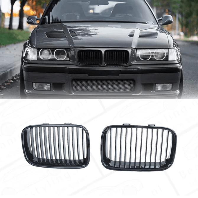 Nieren - BMW E36 - Hoogglans Zwart | 1991-1996 - Beamerstyling.nl