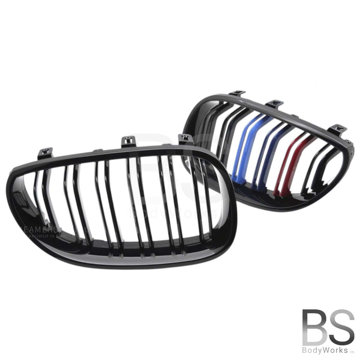 Nieren - BMW E60 / E61 - M look - M Kleuren - Hoogglans Zwart | 2003 - 2010 - Beamerstyling.nl