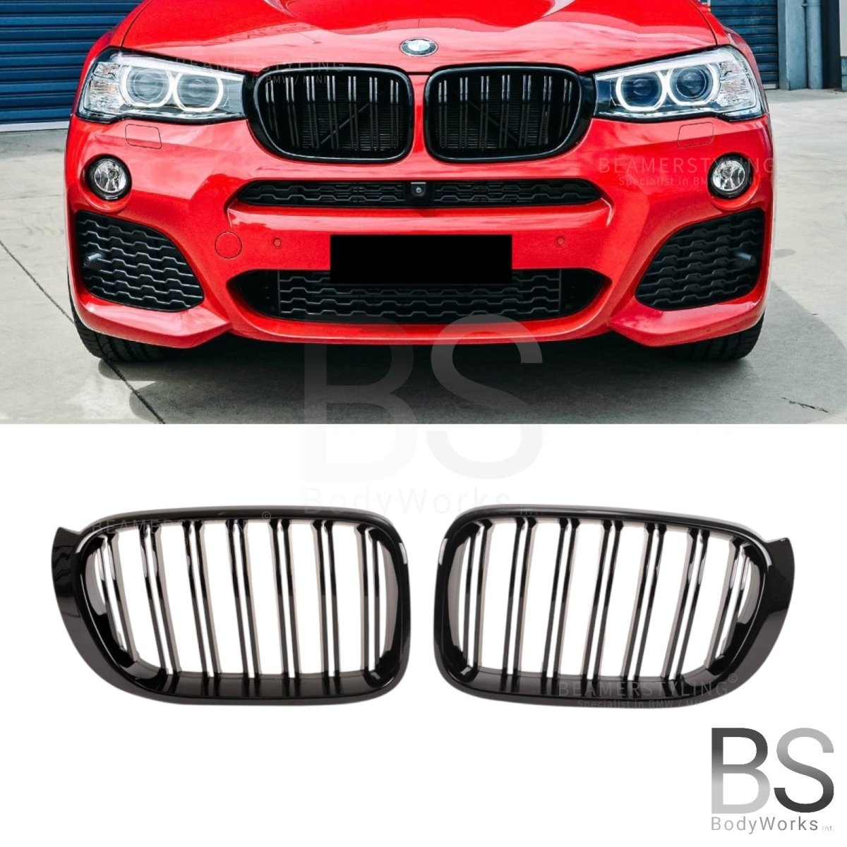 Nieren - BMW X4 F26 / X3 F25LCI - M Look - Hoogglans Zwart | 2014 - 2018 - Beamerstyling.nl