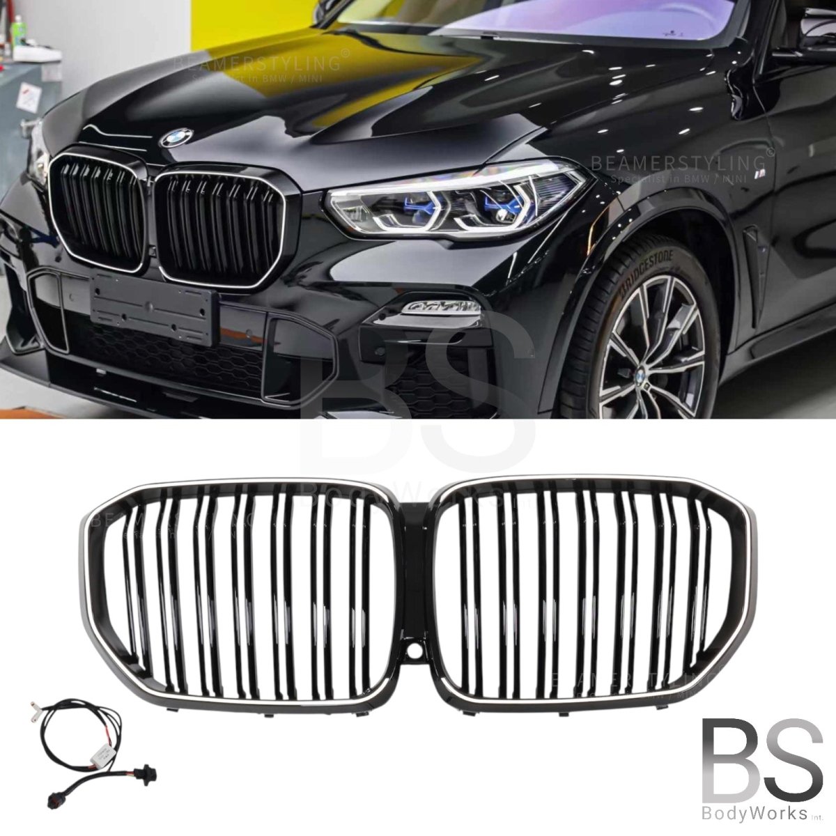 Nieren - BMW X5 G05 - LED - M Look - Hoogglans Zwart | 2018 - 03/2023 - Beamerstyling.nl