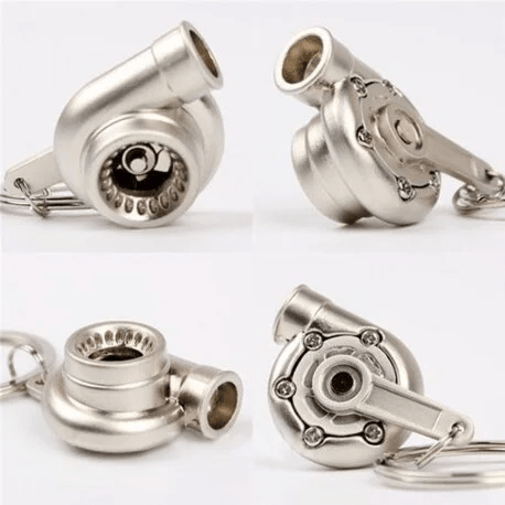 Sleutelhanger - Turbo - Diverse Kleuren - Met Draaiende Turbine — Silver - Beamerstyling.nl