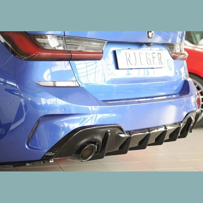 Diffuser - BMW G20 / G21 - Rieger Tuning - Zonder Trekhaak | 19-22 — Hoogglans Zwart