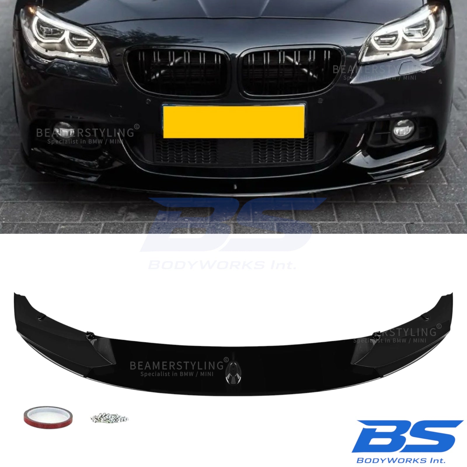 Front Lip - BMW F10 / F11 - M Performance Look - Hoogglans Zwart | 10-17