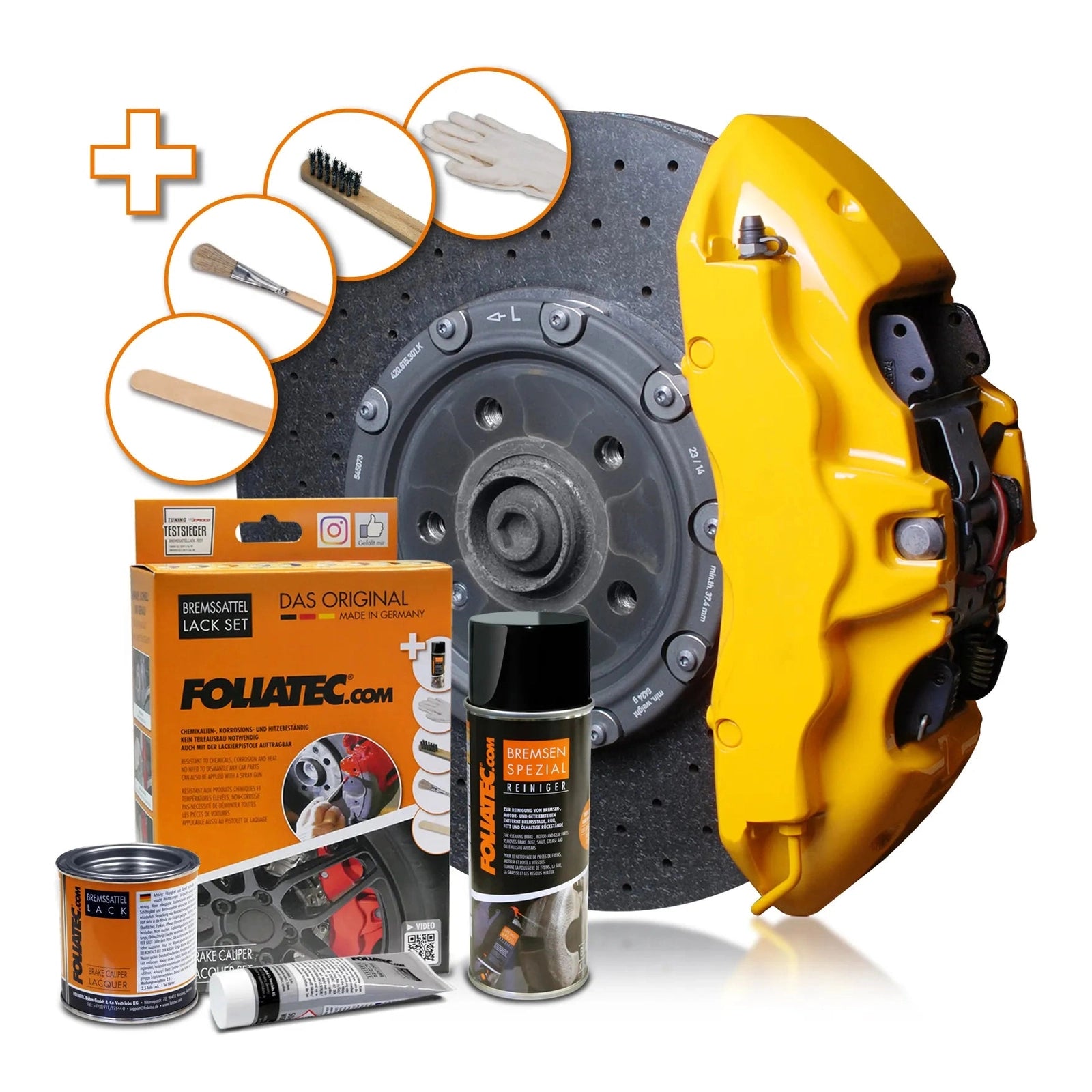 Foliatec® Remklauwverf - 3 Componenten Lak - Complete 7-Delige Kit | Performance Yellow