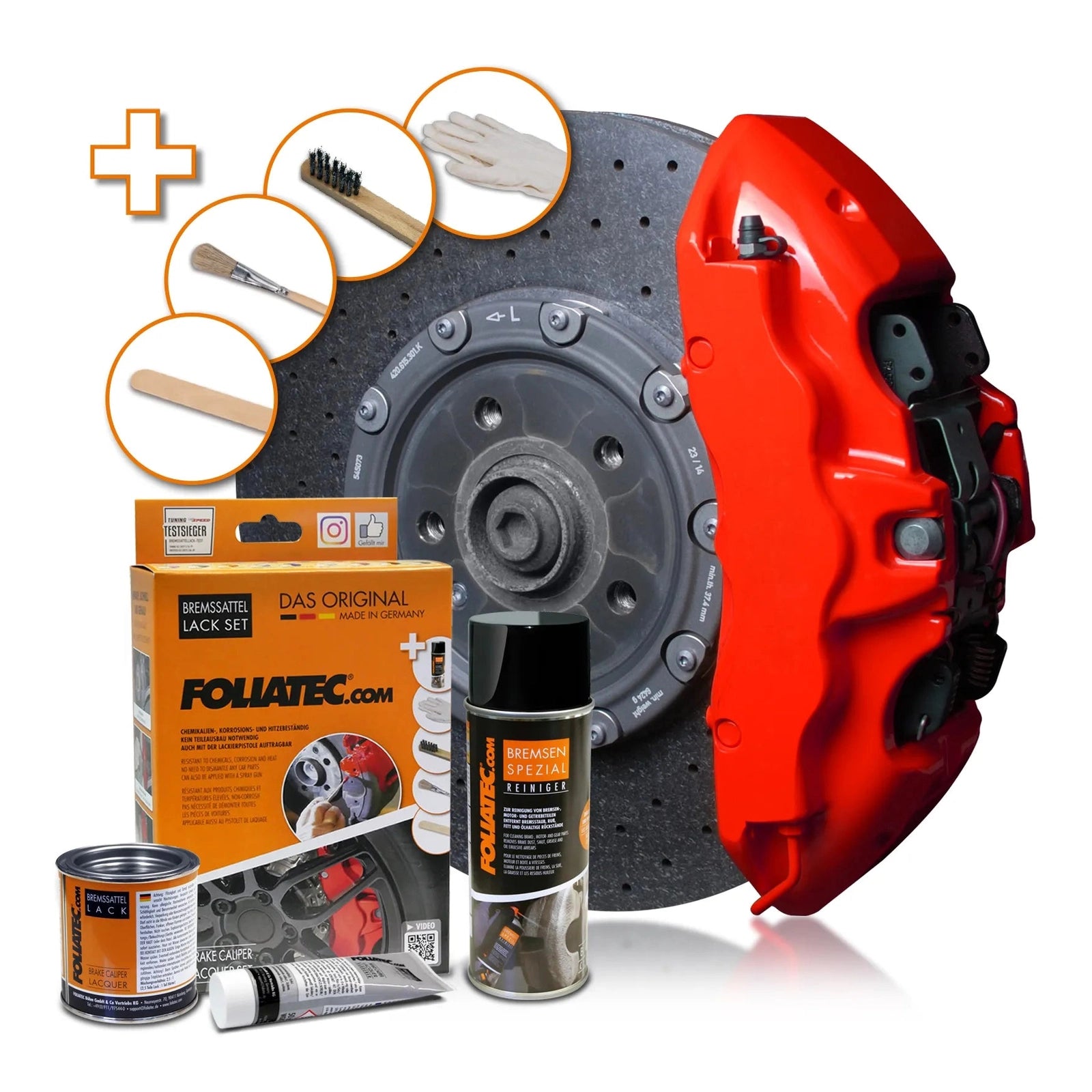 Foliatec® Remklauwverf - 3 Componenten Lak - Complete 7-Delige Kit | Performance Red