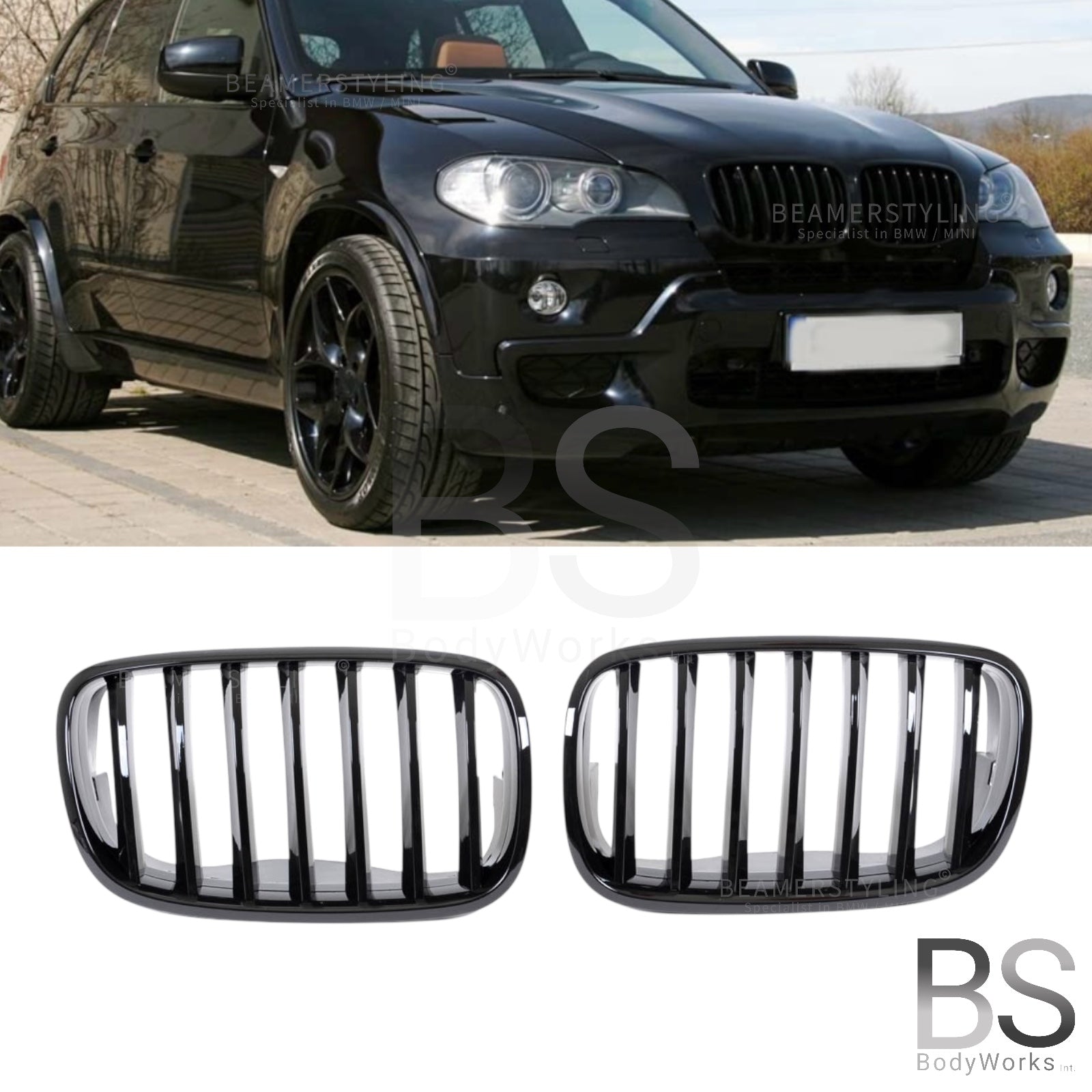 Nieren - BMW X5 E70 / X6 E71 - Mp Look - Hoogglans Zwart | 2006-2014