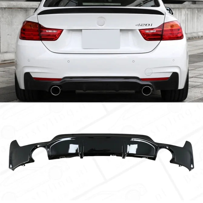 Diffuser - BMW F32 / F33 / F36 - 435I / 440I M Performance Optiek - Hoogglans Zwart
