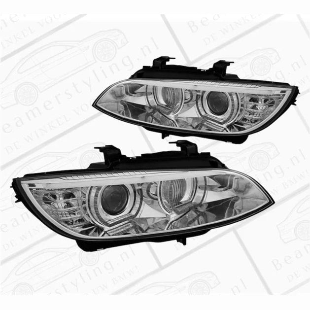 BMW  E92 / E93 3D LED Angel Eyes Koplampen Chroom D1S 2007-2010 — Zonder Afs-Systeem