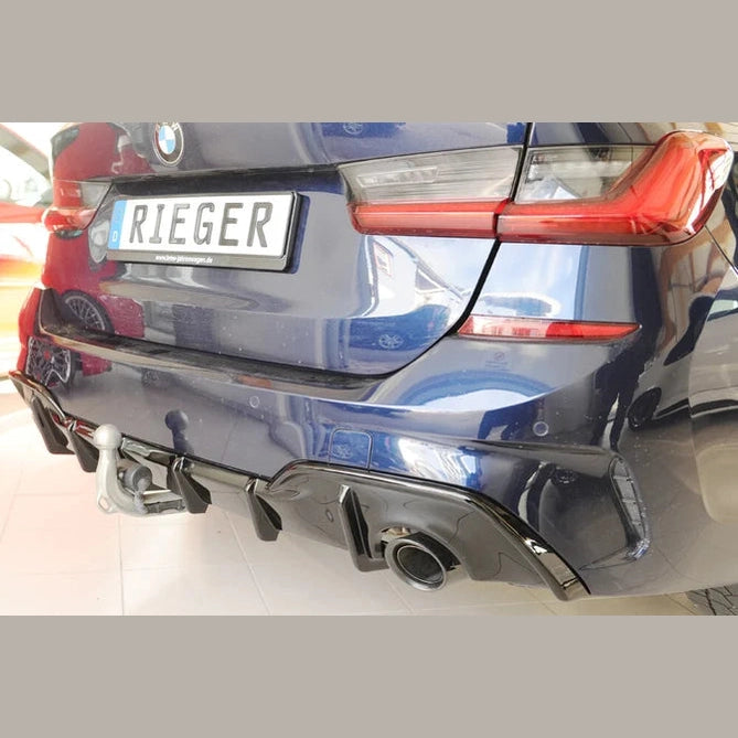 Diffuser - BMW G20 / G21 - Rieger Tuning - Met Trekhaak | 19-22 — Hoogglans Zwart