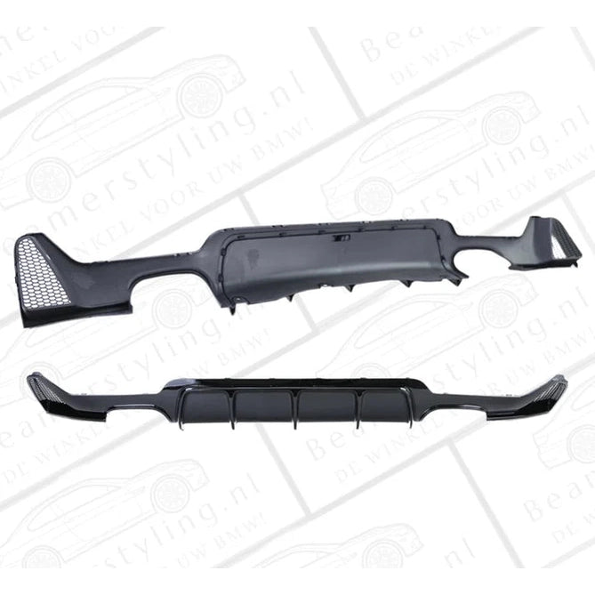 Diffuser - BMW F32 / F33 / F36 - Performance Look - 4 Uitlaten - Hoogglans Zwart