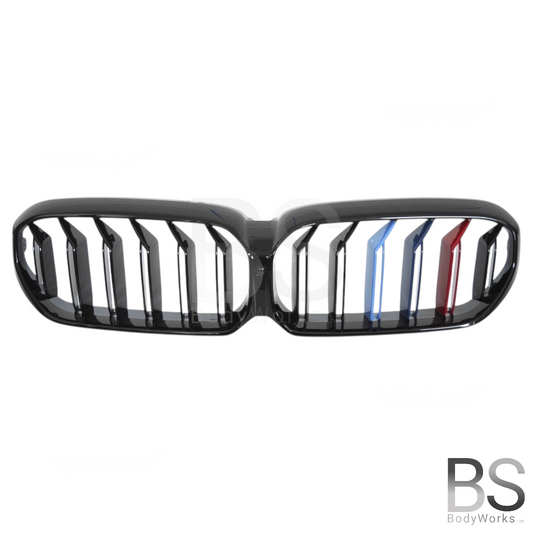 Nieren - BMW G30LCI / G31LCI - M Look - M Kleuren - Hoogglans Zwart | 2020-2023