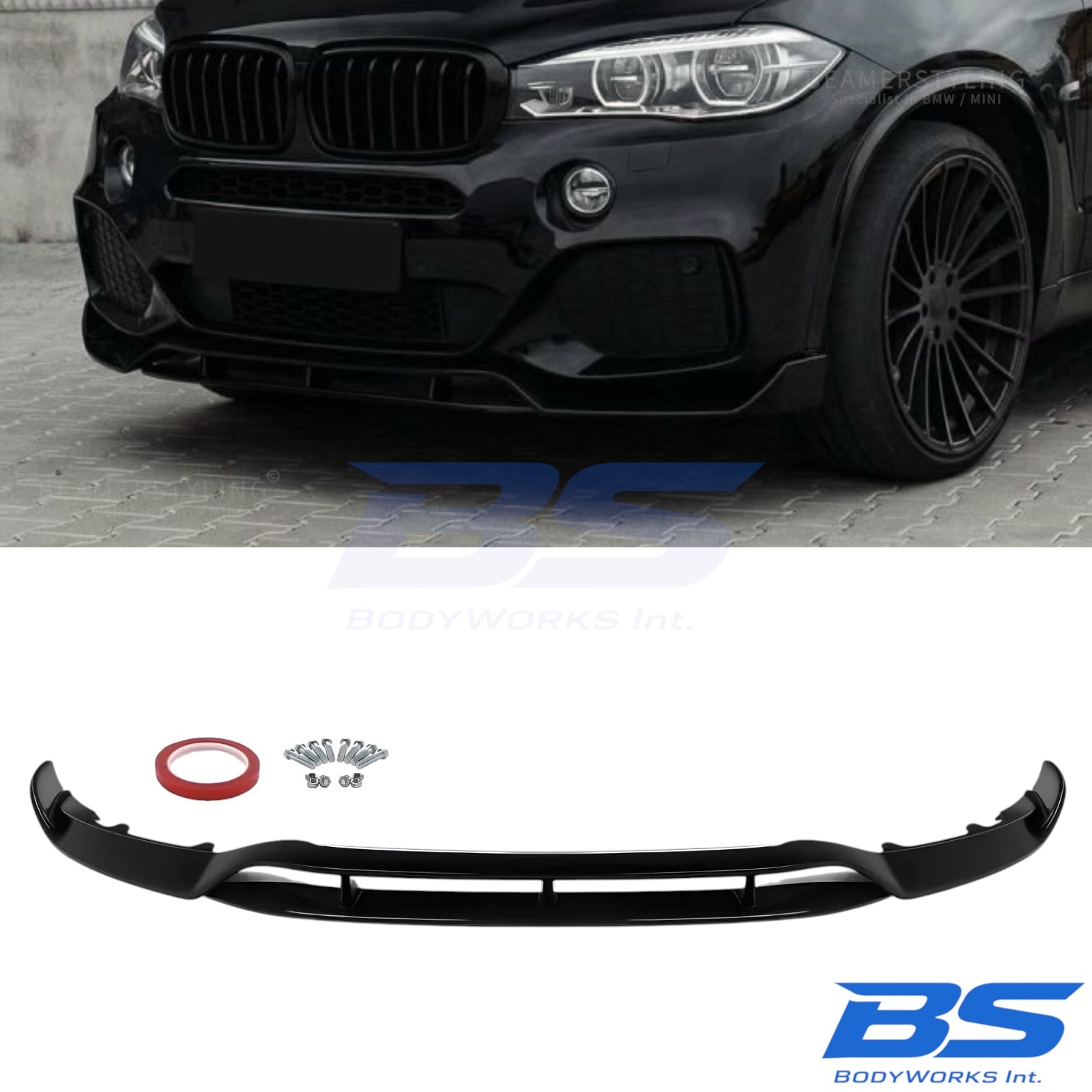 Front lip - BMW X5 F15 - M pakket - Aerodynamica Style - Hoogglans zwart | 2013-2018