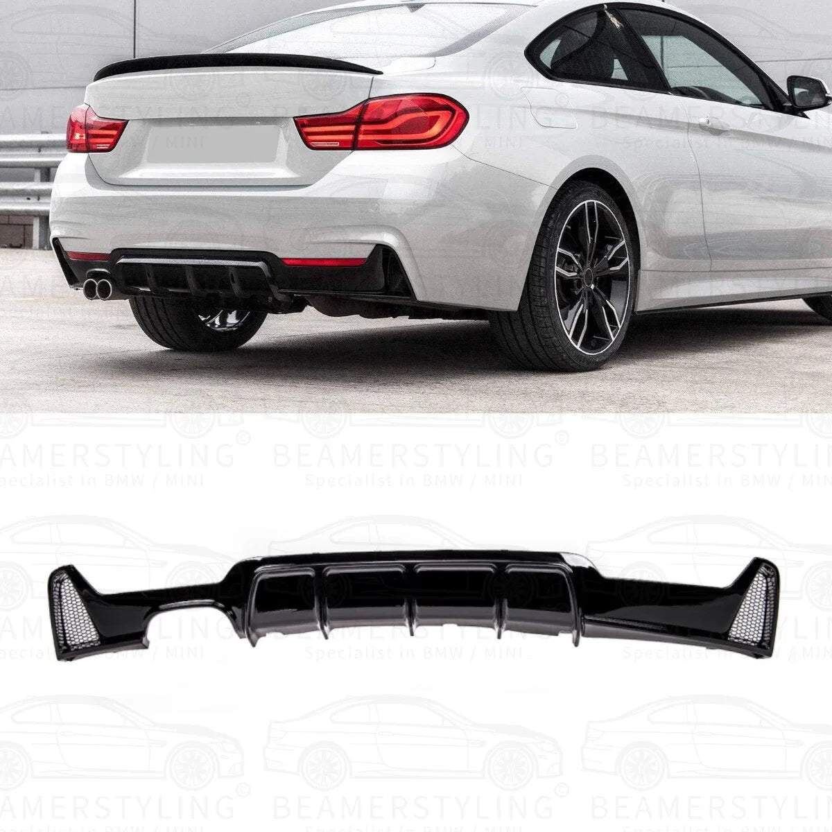 Diffuser - BMW F32 / F33 / F36 - Performance look - Hoogglans zwart | 13-21