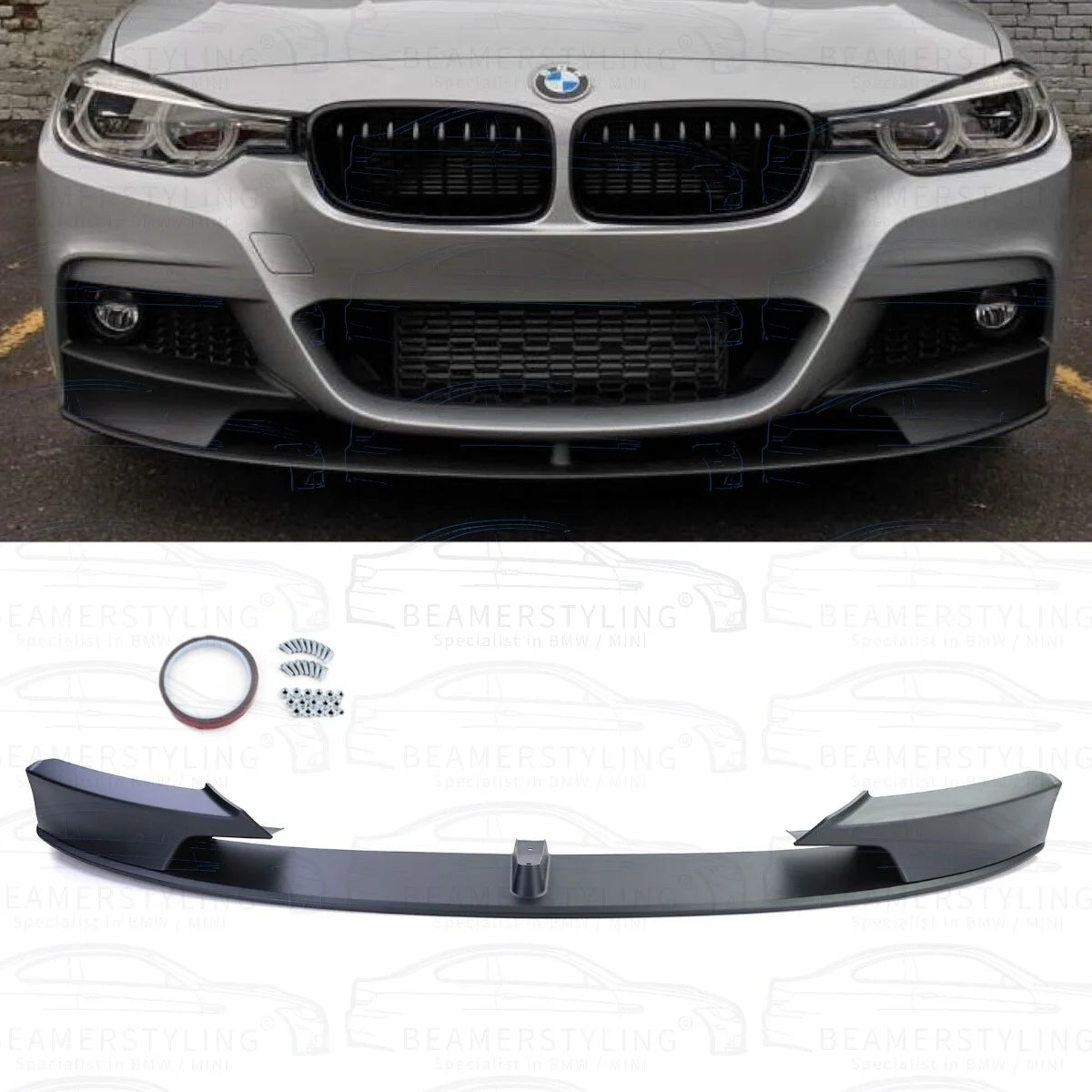 Front lip - BMW F30 / F31 - M Performance look - Mat zwart | 11-19