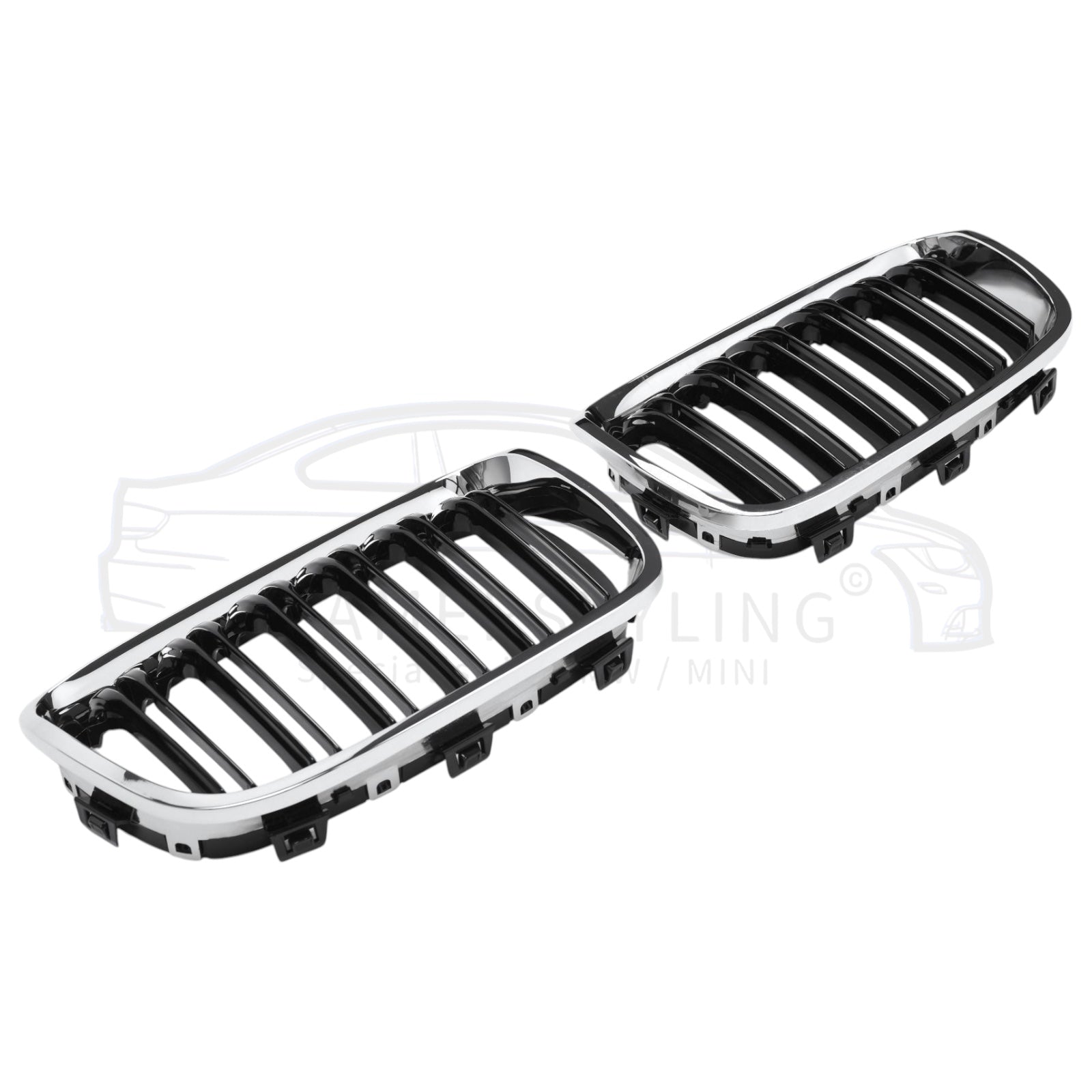 Nieren - BMW F20 / F21 - Hoogglans Zwart  / Chroom - M Look | 2011-2015