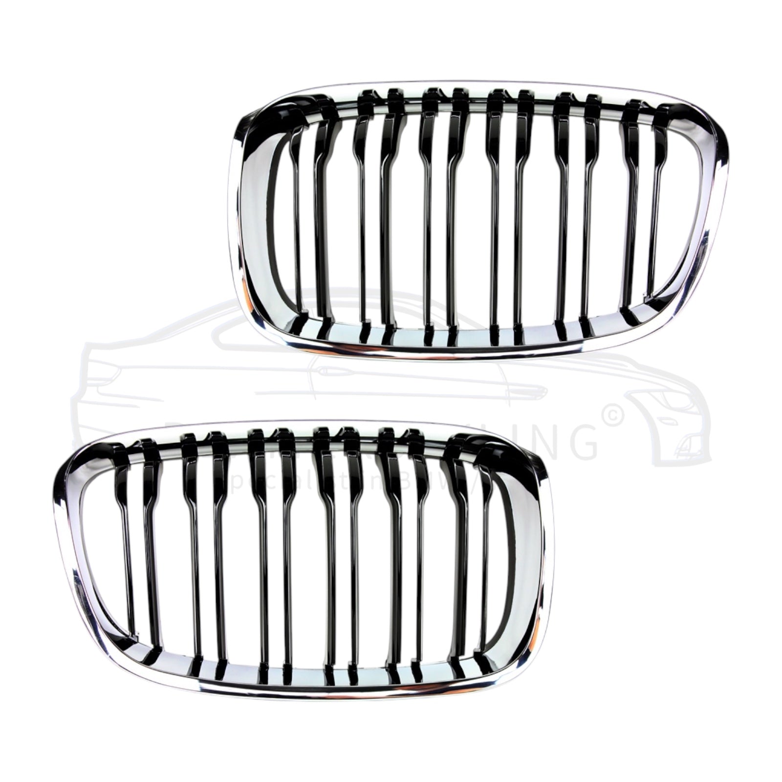 Nieren - BMW F20 / F21 - Hoogglans Zwart  / Chroom - M Look | 2011-2015