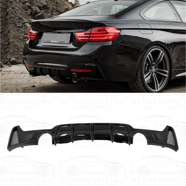 Diffuser - BMW F32 / F33 / F36 - M Performance Look - 435I/440I - Hoogglans Zwart