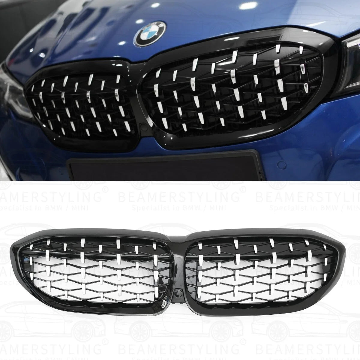 Nieren - BMW G20 / G21 - Diamond - Zwart / Chroom | 2019-2022