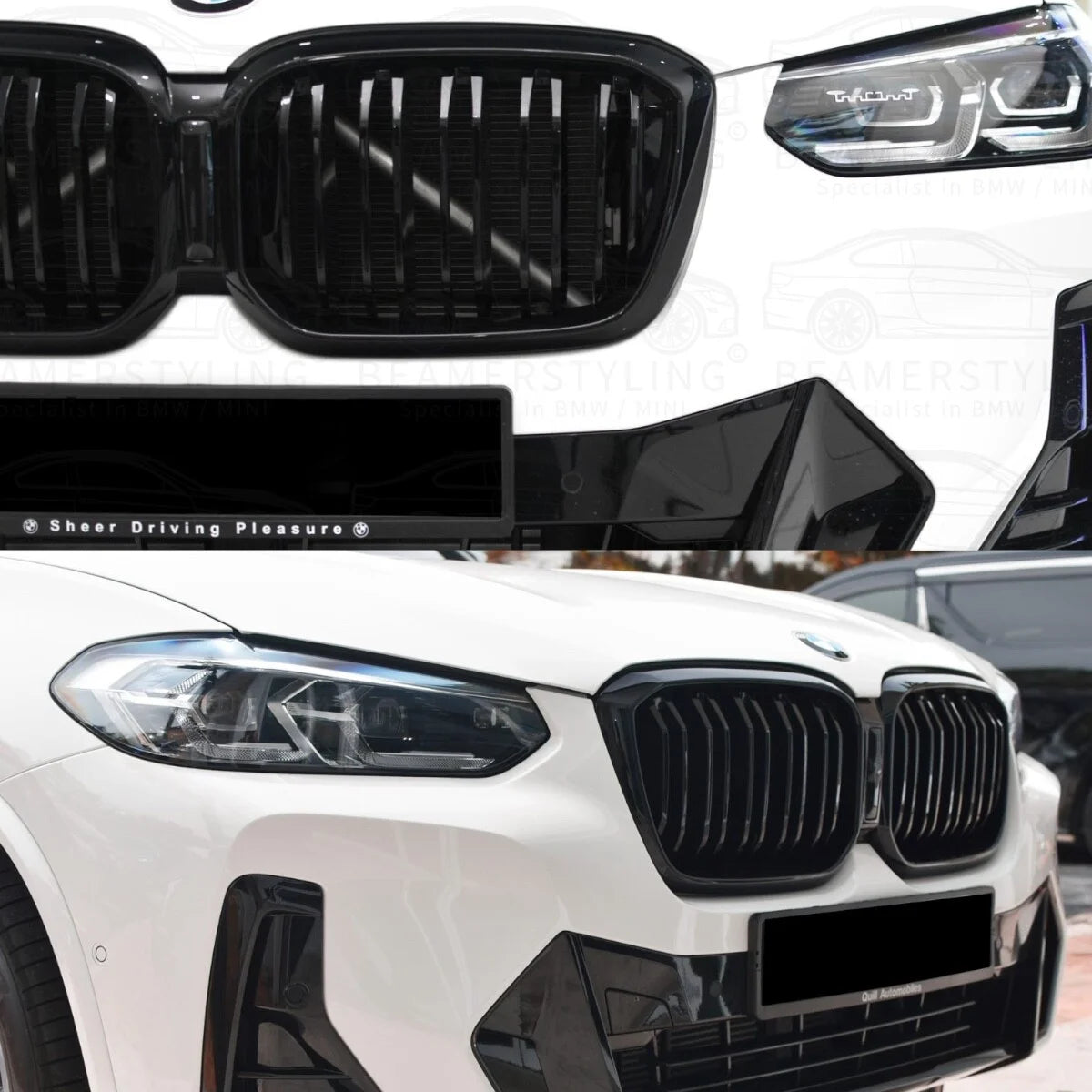 Nieren - BMW X3 G01 LCI / X4 G02 LCI - M Look - Hoogglans Zwart | 2021-