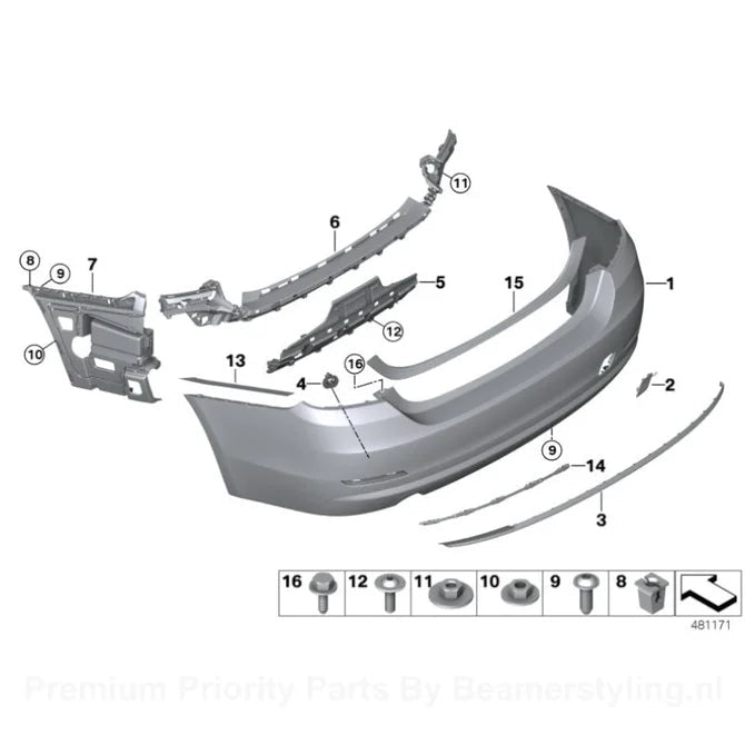 Achterbumper Geleider - BMW 4 Serie F32 / F33 / F36 | Origineel BMW — Rechts (Bijrijderskant) - Beamerstyling.nl