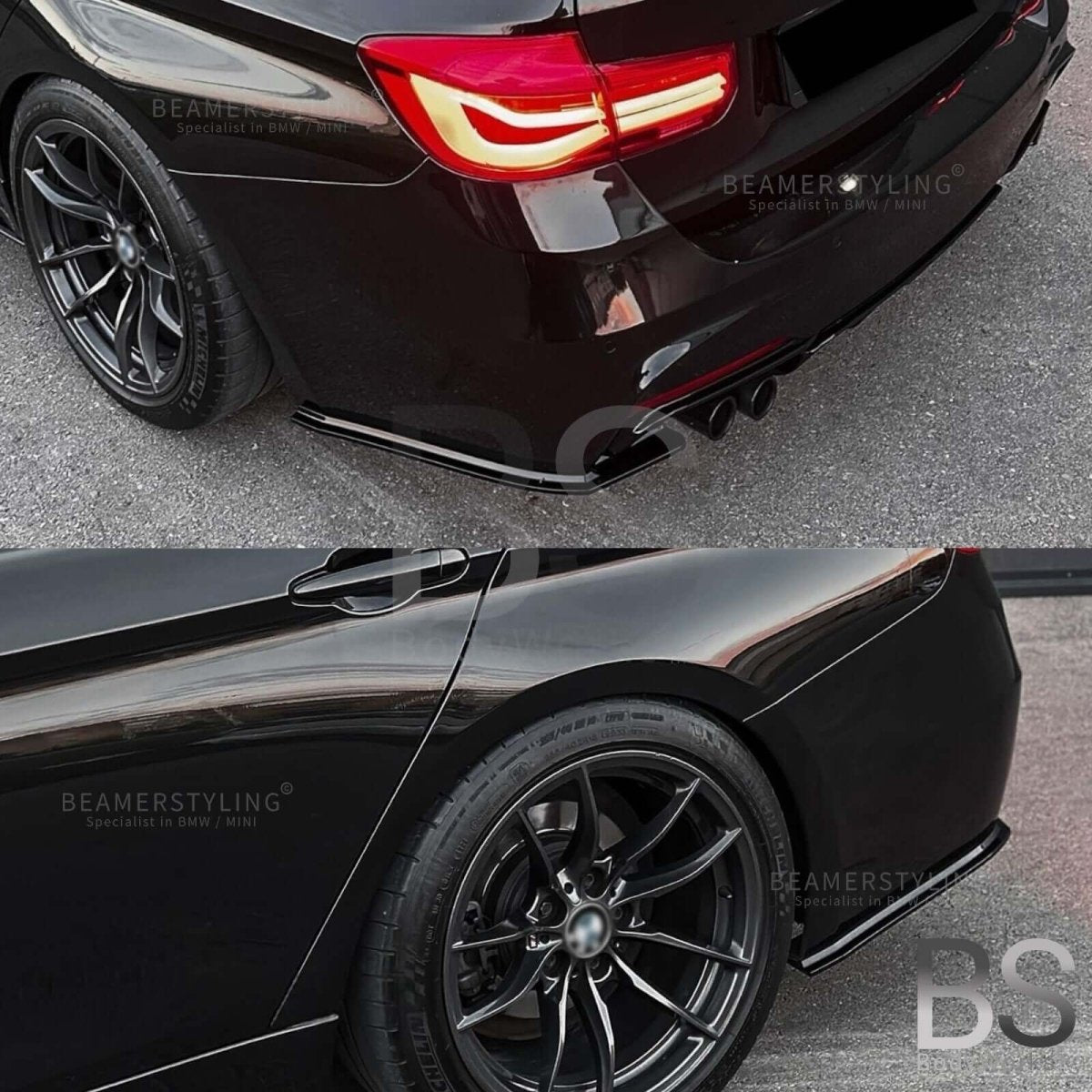 Achterbumper splitters - BMW 3 Serie F30 / F31 - Hoogglans zwart | 12 - 19 - Beamerstyling.nl