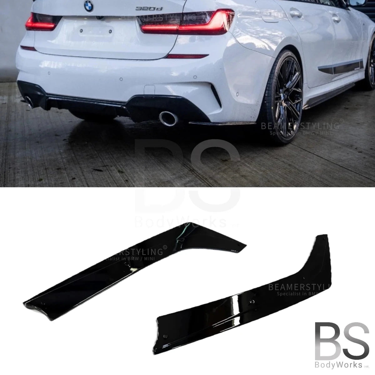Achterbumper splitters - BMW 3 Serie G20 / G21 - Hoogglans zwart | 19 - 22 - Beamerstyling.nl